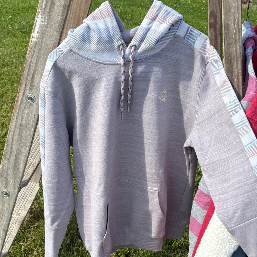 Hooey Light Lavender Hooded Cowl with Chevron Trim